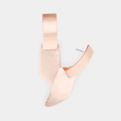 Fashnzfab Abstract Metal Earrings - Worn Rose Gold In Pink