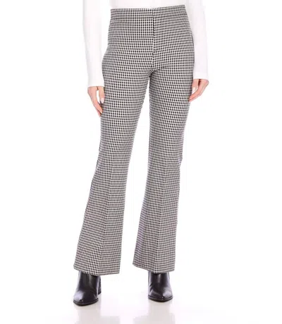 Karen Kane Bootcut Gingham Pants In Black With Off White In Black
