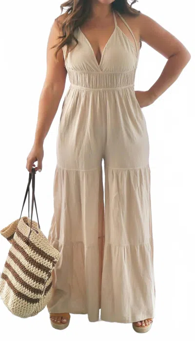 Seaspice Cotton Jumpsuit In Baby Beige In Neutral