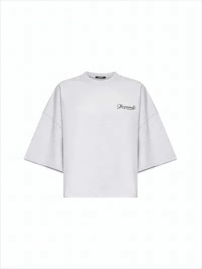 Jacquemus Boxy Cropped T-shirt With Embroidered Logo In Multi