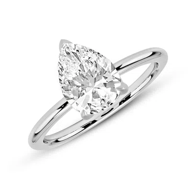 Maxcolor 14k Gold 1.7 Carat Pear Cubic Zirconia Solitaire Engagement Ring In Metallic