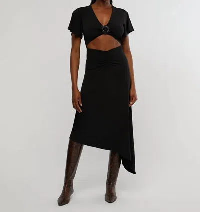Weworewhat Cut Out Rosette Asymmetrical Dress In Black In Black