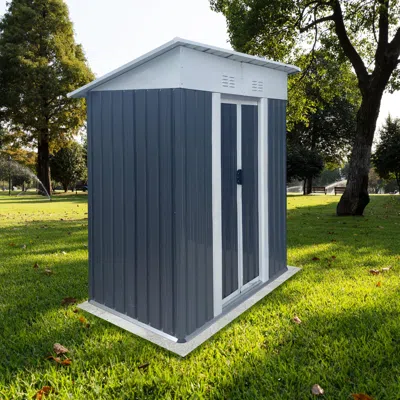 Streamdale Furniture Streamdale 5ftx3ft Pent Roof Grey Outdoor Tool Bike Storage Garden Shed Tool House In Blue