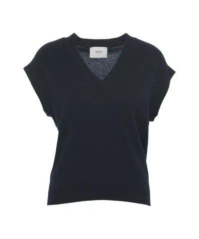 Mvm Cashmere Gilet With Classic V-neck In Black