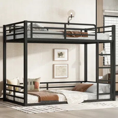 Streamdale Furniture Streamdale Metal Twin Xl Bunk Bed Frame - Heavy Duty, Noise-reduced, Black In Black