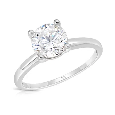 Maxcolor 14k Gold 2 Carat Round Cubic Zirconia Solitaire Engagement Ring In Silver