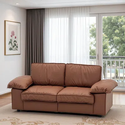 Streamdale Furniture Streamdale Modern Faux Leather 79" Storage Loveseat In Brown