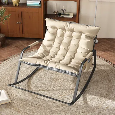 Streamdale Furniture Streamdale Rocking Chair With Storage, Cushions, Armrests - Indoor/outdoor (off White) In Neutral