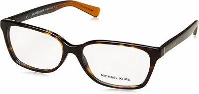 Michael Kors Women's India Rectangle Eyeglasses In Dark Tortoise In Brown