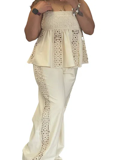 Endless Blu. Flower Girl Pants In White In White