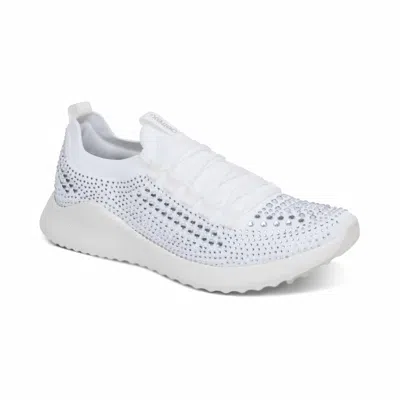 Aetrex Women's Carly Arch Support Sneaker In White Sparkle In Multi