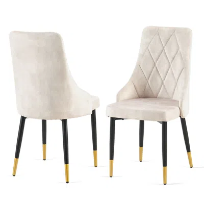 Streamdale Furniture Streamdale Beige Dining Chairs Set Of 2 Living Room Chair Modern Kitchen Armless Side Chair In Neutral
