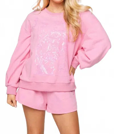 Queen Of Sparkles Queen Card Logo Sweatshirt In Hot Pink In Pink