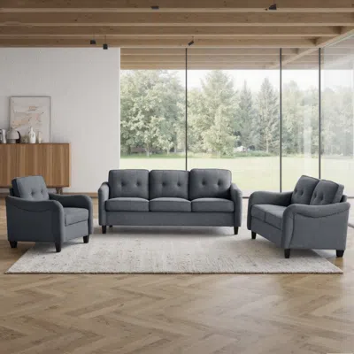 Streamdale Furniture Streamdale 3-piece Modern Living Room Sofa Set In Gray