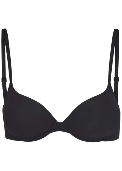 Skims Stretch-jersey Push-up Bra In Black