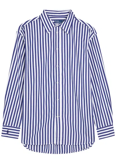 Polo Ralph Lauren Striped Cotton-poplin Shirt In Blue
