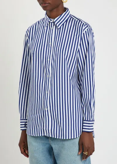 Polo Ralph Lauren Striped Cotton-poplin Shirt In Blue
