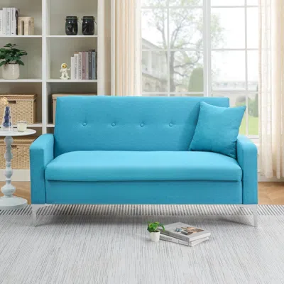 Streamdale Furniture Streamdale 57" Comfortable Double Sofa W/ Storage - Blue In Blue