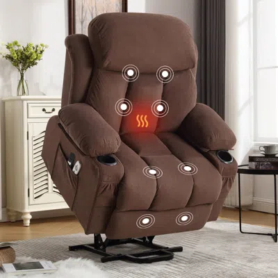 Streamdale Furniture Streamdale Power Lift Recliner With Heat & Massage, Usb, Remote (brown) In Brown