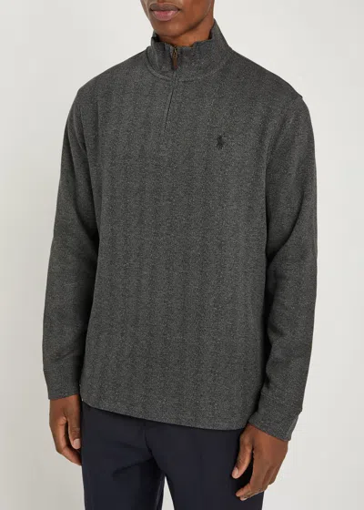 Polo Ralph Lauren Herringbone Cotton Sweatshirt In Gray