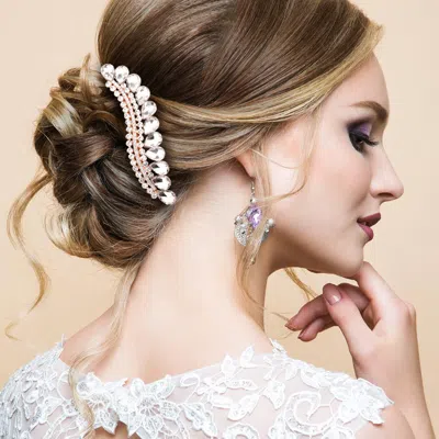 Fashnzfab Teardrop Stone Accented Wavy Hair Comb In Metallic