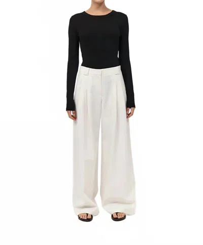 St Agni Twill Wide Leg Pleat Pants In Off White In White