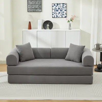 Streamdale Furniture Streamdale Folding Sofa Bed 78.5" Convertible Couch With Pillows In Gray