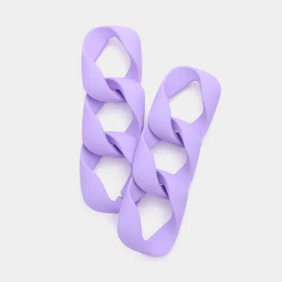 Fashnzfab Colored Chain Link Dangle Earrings - Lavender In Purple