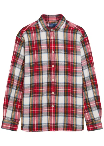 Polo Ralph Lauren Plaid Long-sleeved Shirt In Red