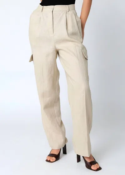 Olivaceous Arya Linen Cargo Pants In Natural In Neutral