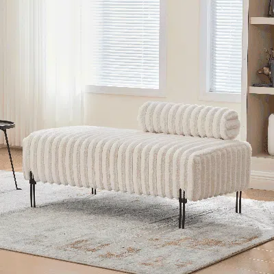 Streamdale Furniture Streamdale 49.6" Beige Mini Loveseat - Small Sofa/bench With Adjustable Back In White
