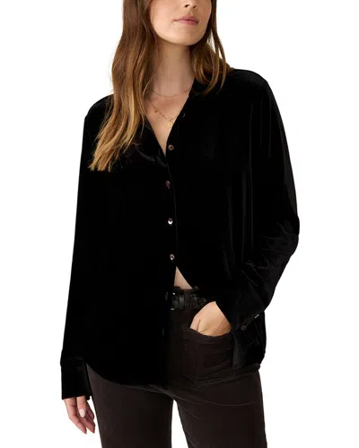 Faherty Stretch Silk Velvet Genevieve Shirt In Black