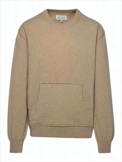 Maison Margiela Relaxed Fit Cashmere-wool Blend Sweater With Kangaroo Pocket In White