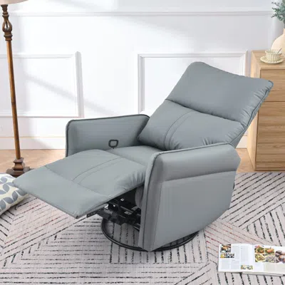 Streamdale Furniture Streamdale Swivel Rocker Recliner Chair, Nursery Glider, Modern Rocking Chair (blue-gray) In Gray