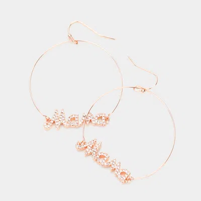 Fashnzfab Rhinestone Mama Accented Open Metal Circle Dangle Earrings - Gold In Gold