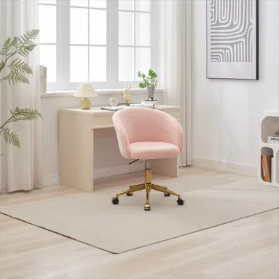 Streamdale Furniture Streamdale Golden Foot Office Chair - Adjustable Rotary Cosmetic Chair In Pink