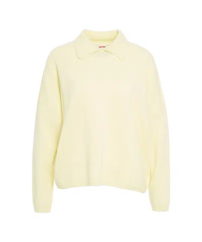Mvm Knitted Sweater With Polo Neck In Yellow
