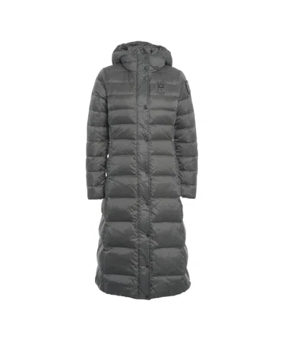 Blauer Quilted Long Puffer Coat With Fixed Hood And Matte Finish In Multi