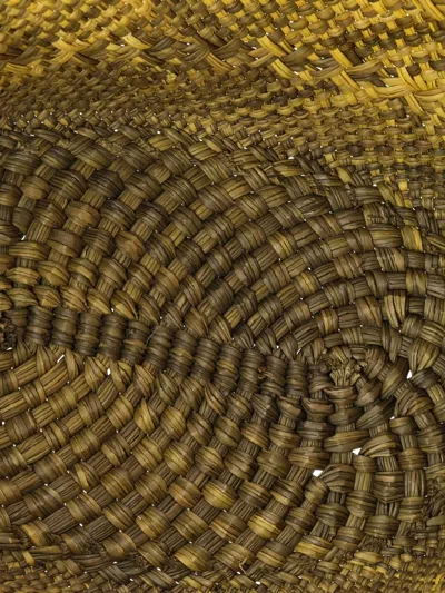 Pre-owned Loewe Anagram Basket Raffia Small Tote Bag In Yellow