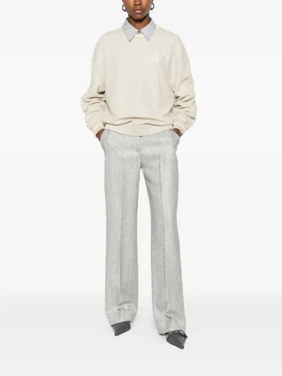 Brunello Cucinelli Embroidered-logo Sweater In Neutral