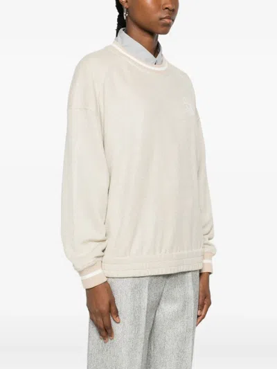 Brunello Cucinelli Embroidered-logo Sweater In Neutral