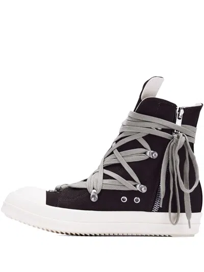Rick Owens Drkshdw Lace-up Zip Sneakers In Black