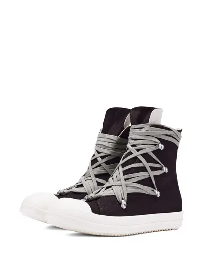 Rick Owens Drkshdw Lace-up Zip Sneakers In Black