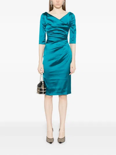 Talbot Runhof V-neck Cocktail Dress In Green