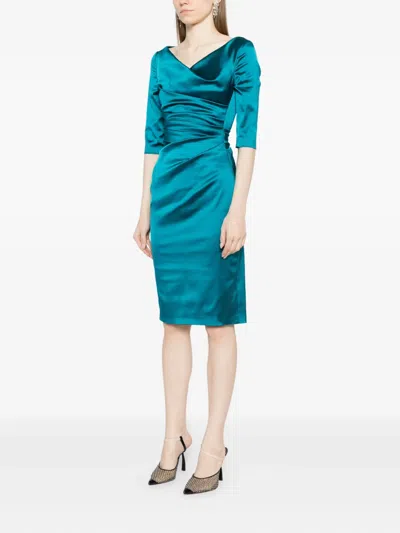 Talbot Runhof V-neck Cocktail Dress In Green