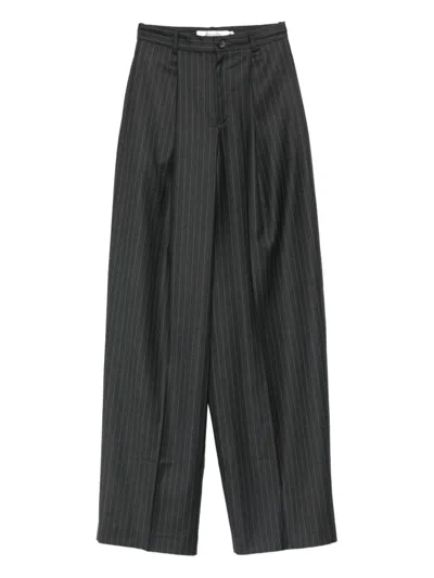 Aya Muse Pinstripe-print Pleated Trousers In Gray