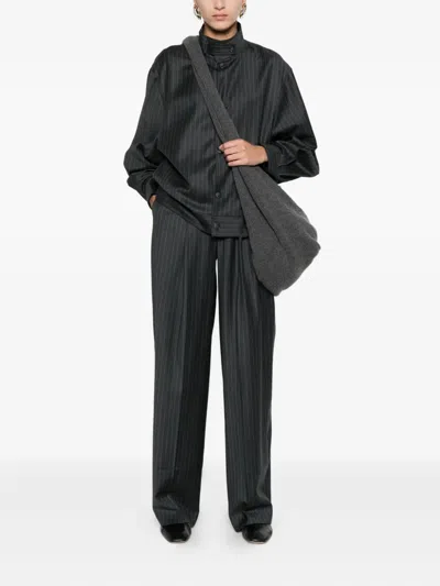 Aya Muse Pinstripe-print Pleated Trousers In Gray