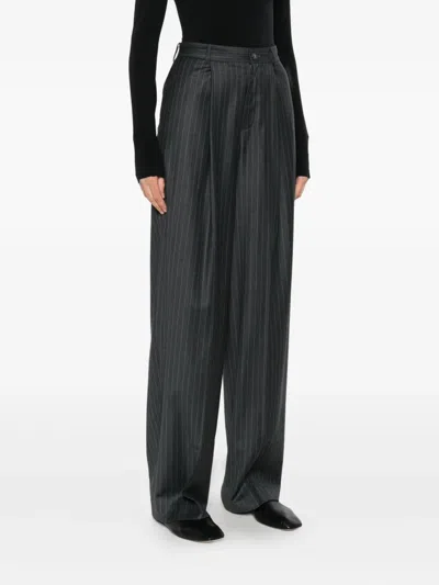 Aya Muse Pinstripe-print Pleated Trousers In Gray