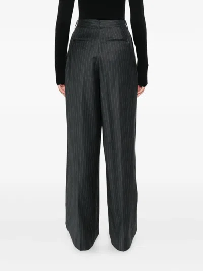 Aya Muse Pinstripe-print Pleated Trousers In Gray