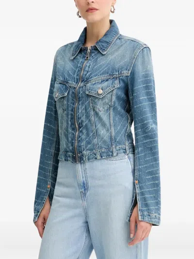 Hugo Boss Logo-print Denim Jacket In Blue